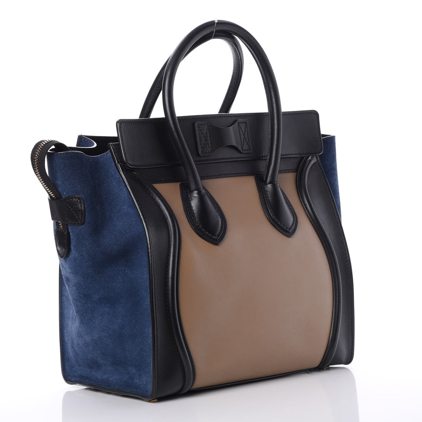 Smooth Calfskin Suede Tri-color Mini Luggage Beige