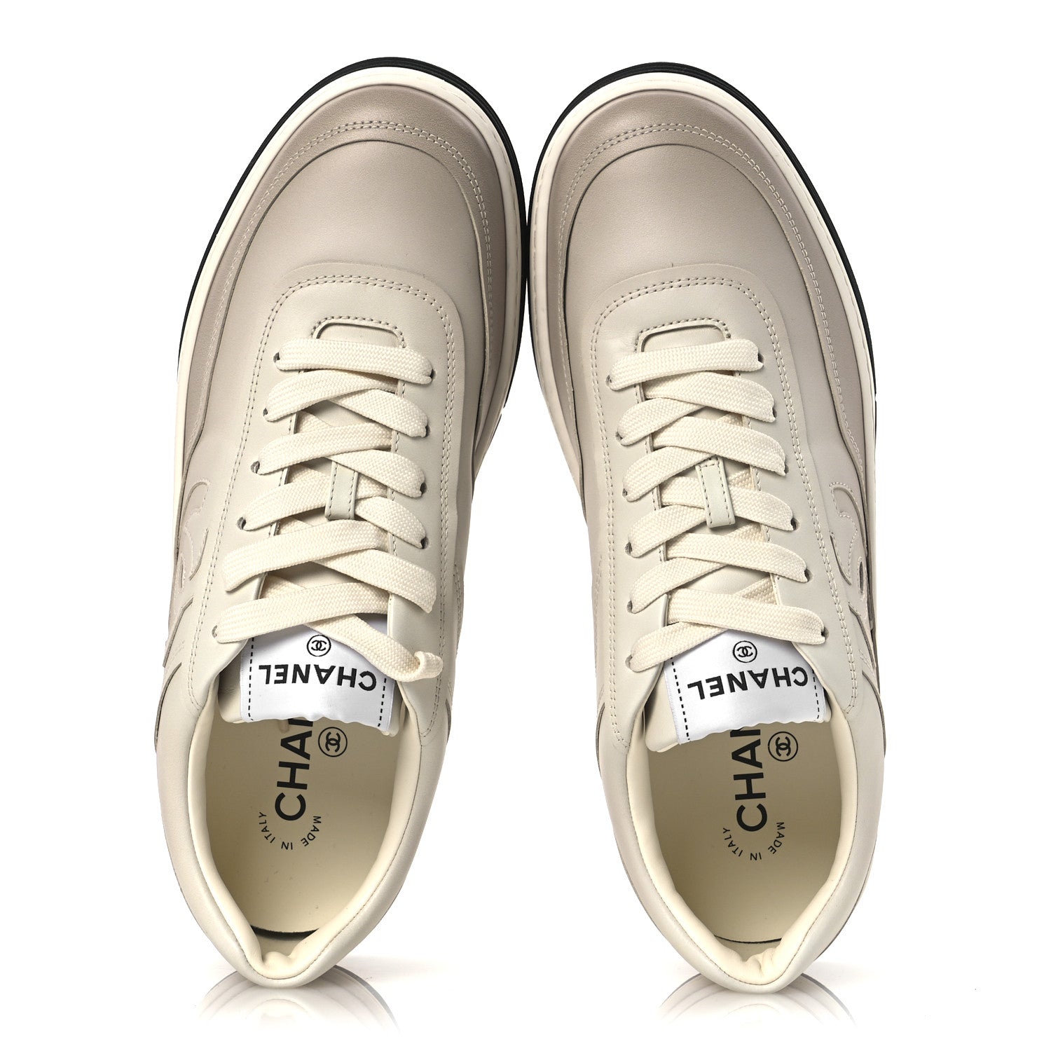 Chanel Printed Calfskin Womens CC Logo Sneakers 40 Beige 2 of 12