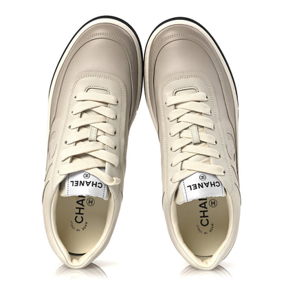 Chanel Printed Calfskin Womens CC Logo Sneakers 40 Beige 2 of 12