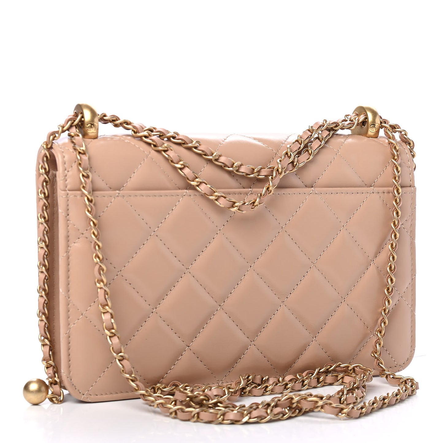 Calfskin Quilted Perfect Fit Wallet On Chain WOC Beige