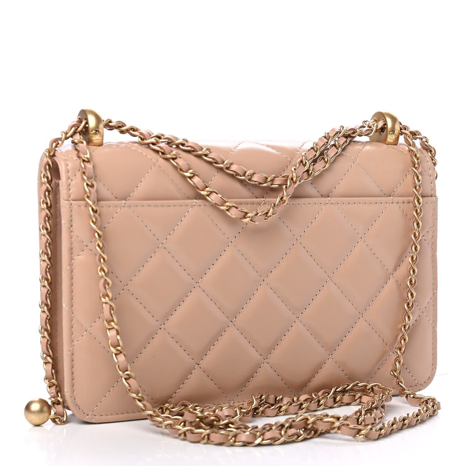 Chanel Calfskin Quilted Perfect Fit Wallet On Chain WOC Beige 2 of 5