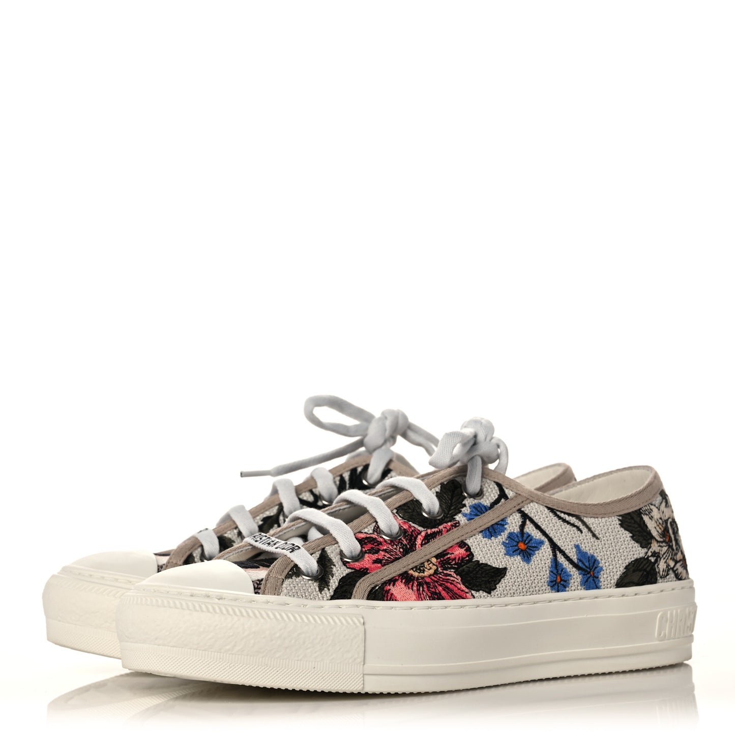 Canvas Rosa Mutabilis Embroidered Womens Walk'N'Dior Low Top Sneakers 35 Multicolor