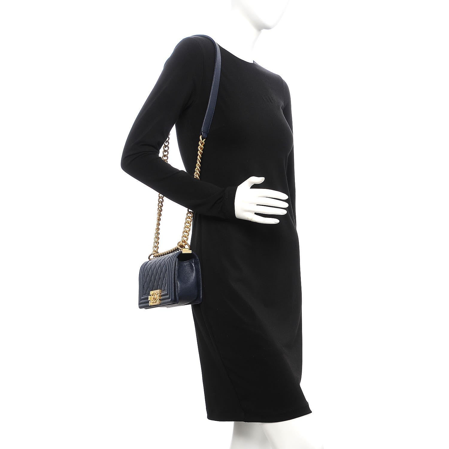 Chanel Caviar Quilted Small Boy Flap Navy 2 of 8