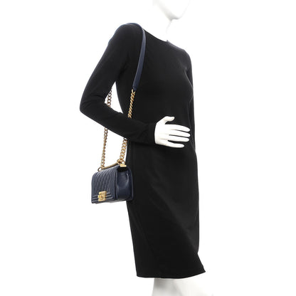 Chanel Caviar Quilted Small Boy Flap Navy 2 of 8