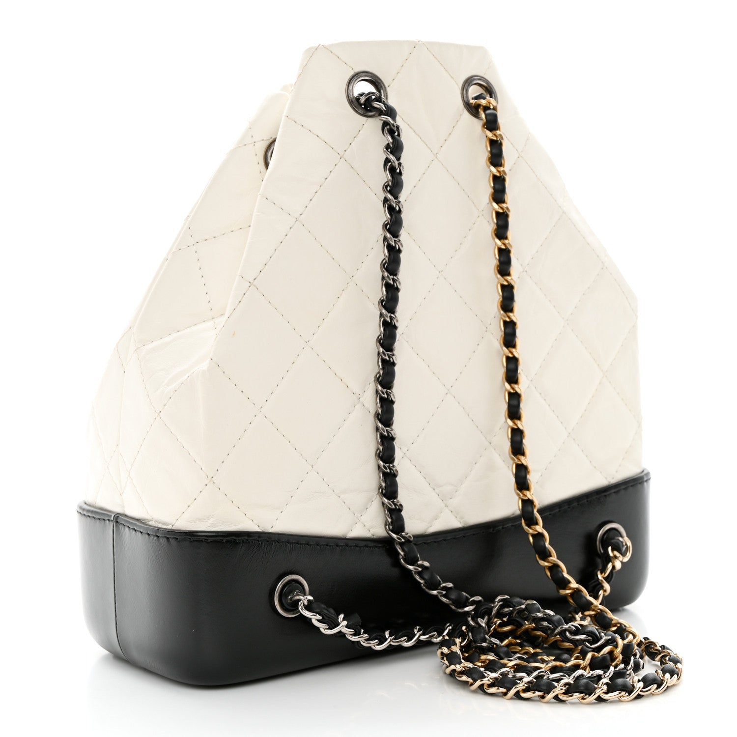 Chanel Aged Calfskin Quilted Small Gabrielle Backpack Black White 3 of 14