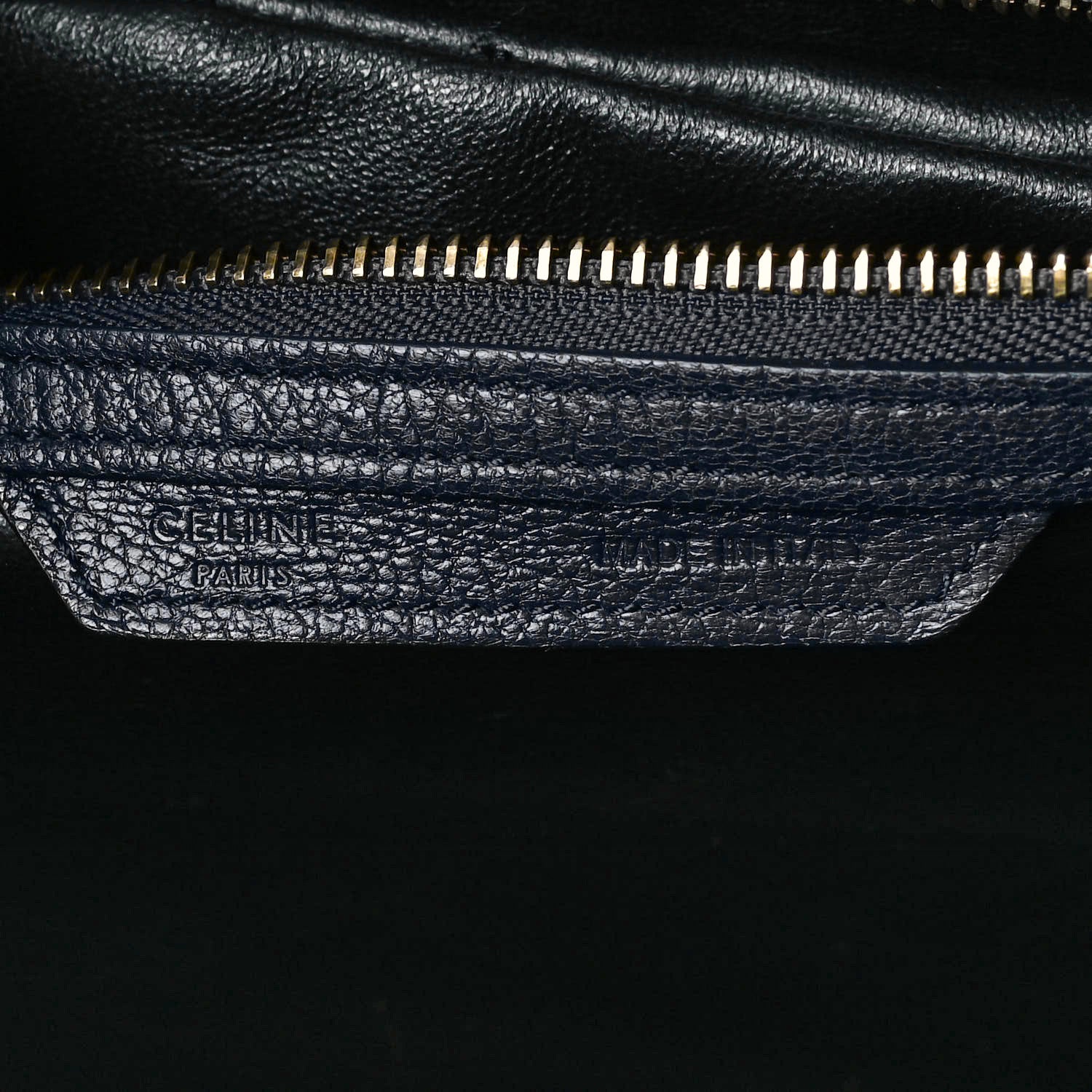 Celine Drummed Calfskin Mini Bi-Color Luggage Navy Black 5 of 10