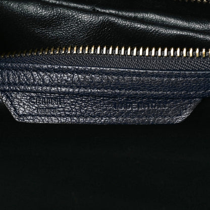 Celine Drummed Calfskin Mini Bi-Color Luggage Navy Black 5 of 10