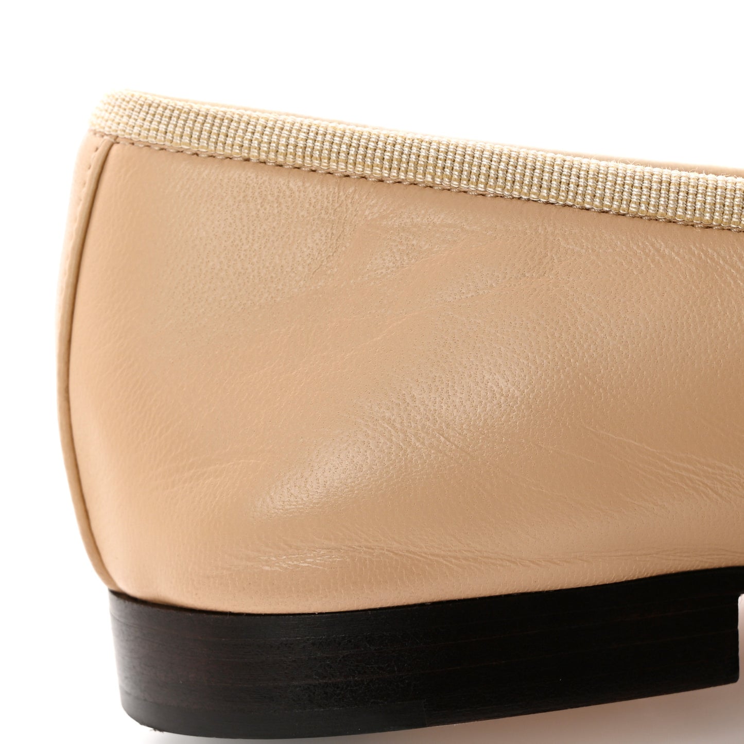 Lambskin Cap Toe Ballerina Flats 38 Beige Black