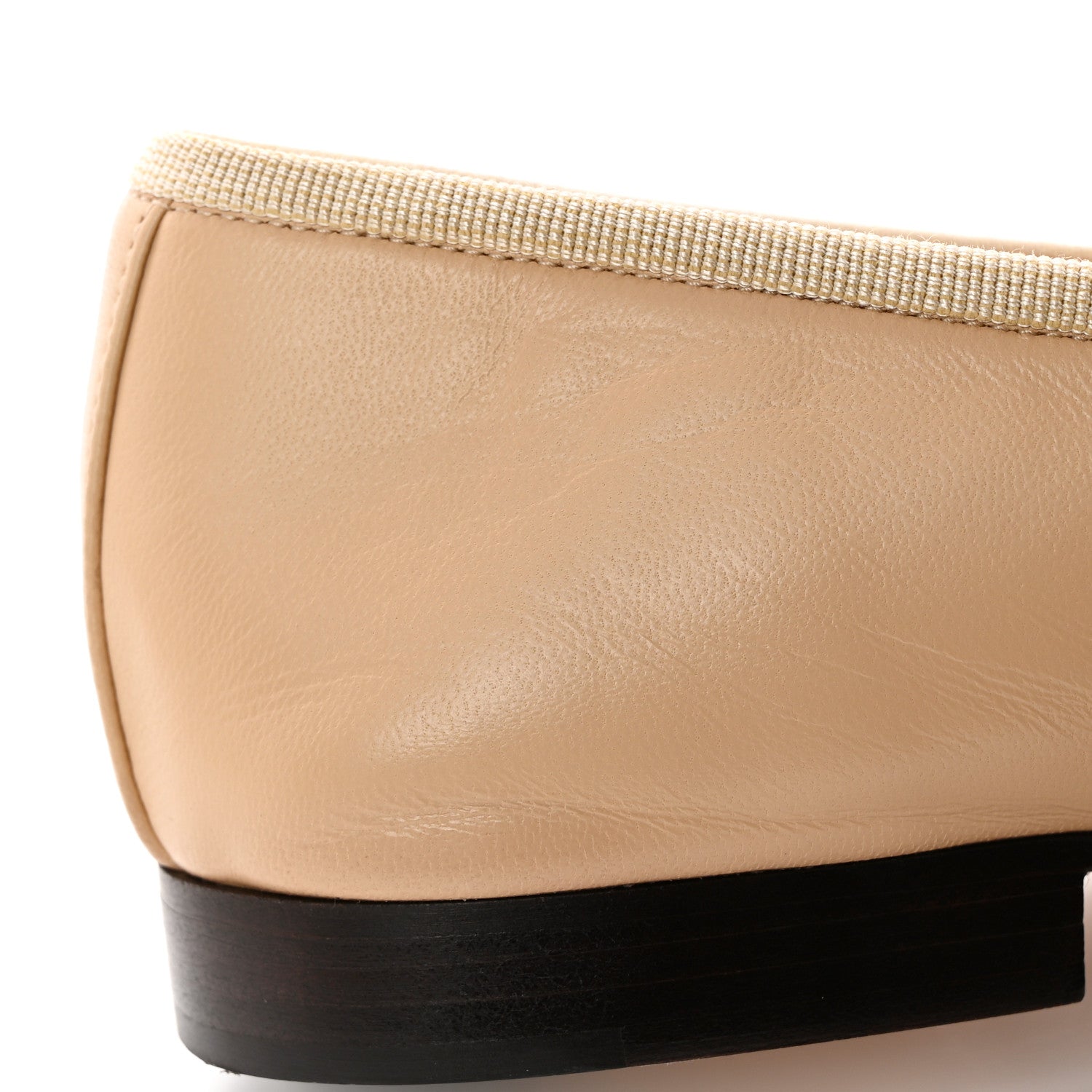 Chanel Lambskin Cap Toe Ballerina Flats 38 Beige Black 10 of 11
