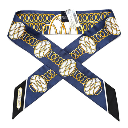 Hermes Silk Lift Profile Twilly Marine Black Gold 1 of 5