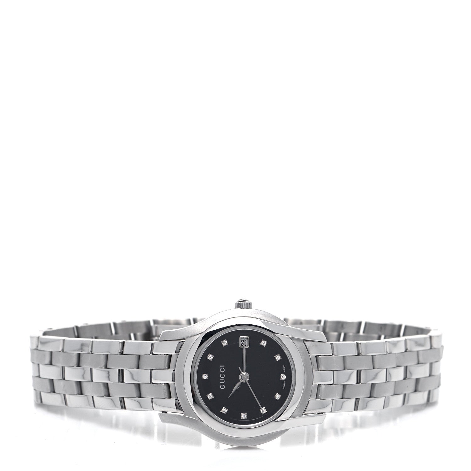 Gucci Stainless Steel Diamond 27mm 5500L Quartz Watch Black 2 of 4