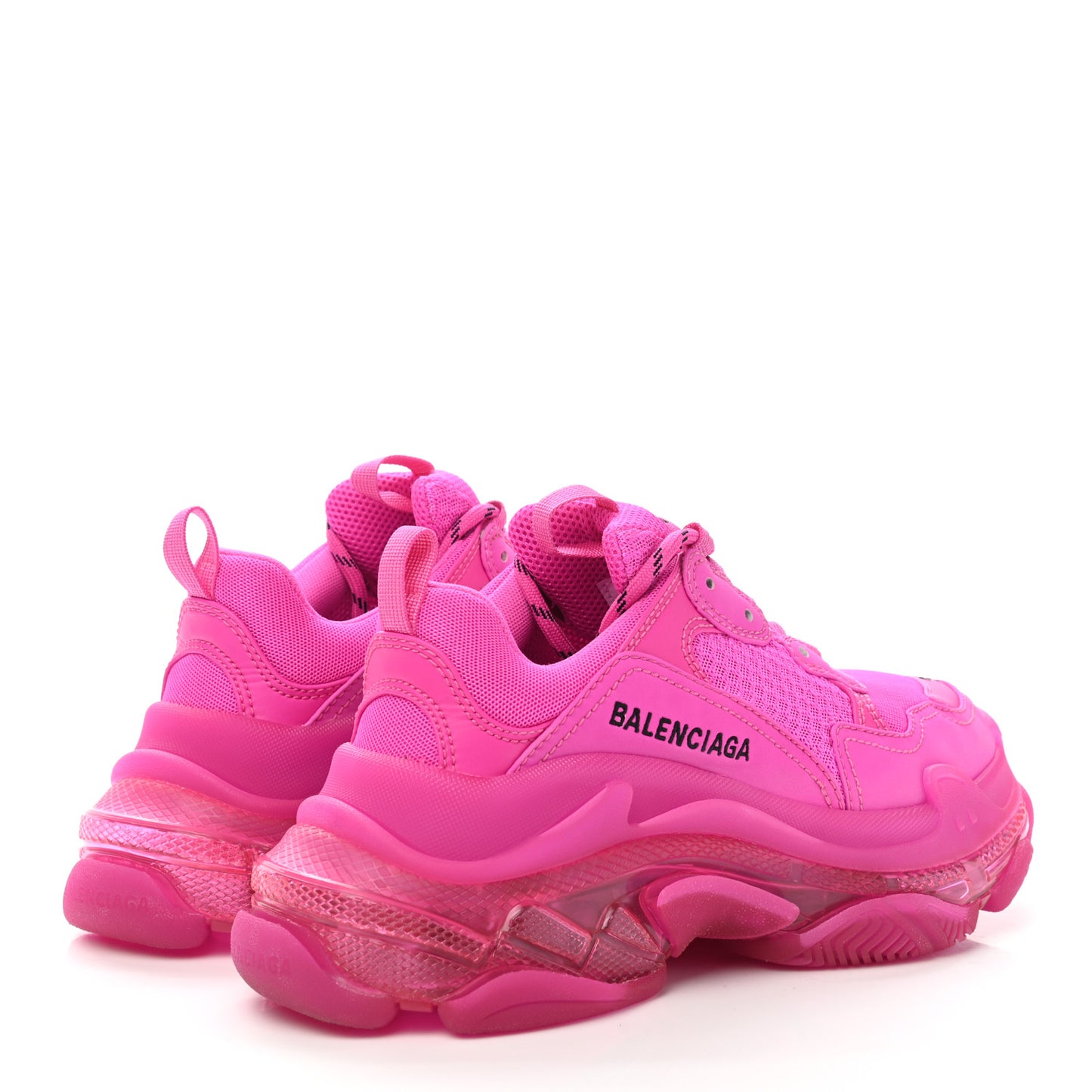 Fabric Mesh Clear Sole Fluo Womens Triple S Sneakers 36 Pink