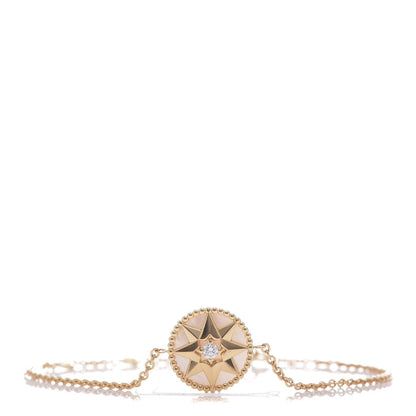 Christian Dior 18K Yellow Gold Diamond Mother of Pearl Rose Des Vents Bracelet 1 of 16