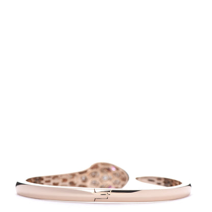 Bulgari 18K Rose Gold Diamond Rubellite Serpenti Seduttori Bangle Bracelet S 4 of 6