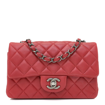 Chanel Lambskin Quilted Mini Rectangular Flap Red 1 of 12