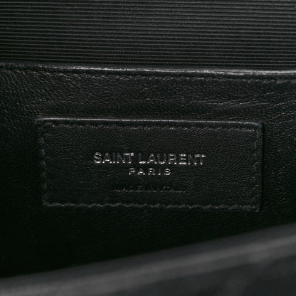 Saint Laurent Grain De Poudre Textured Mixed Matelasse Triquilt Medium Monogram Monochrome Satchel Black 7 of 12