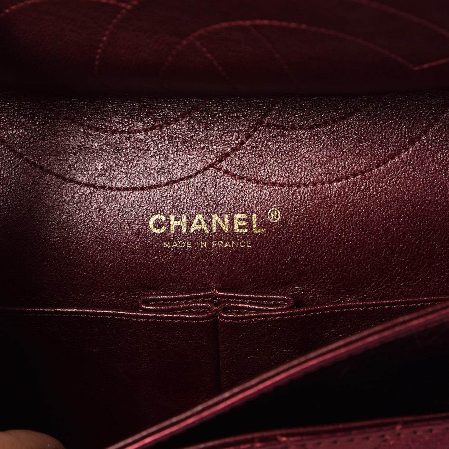 Metallic Aged Calfskin Quilted 2.55 Reissue 227 Flap Dark Red