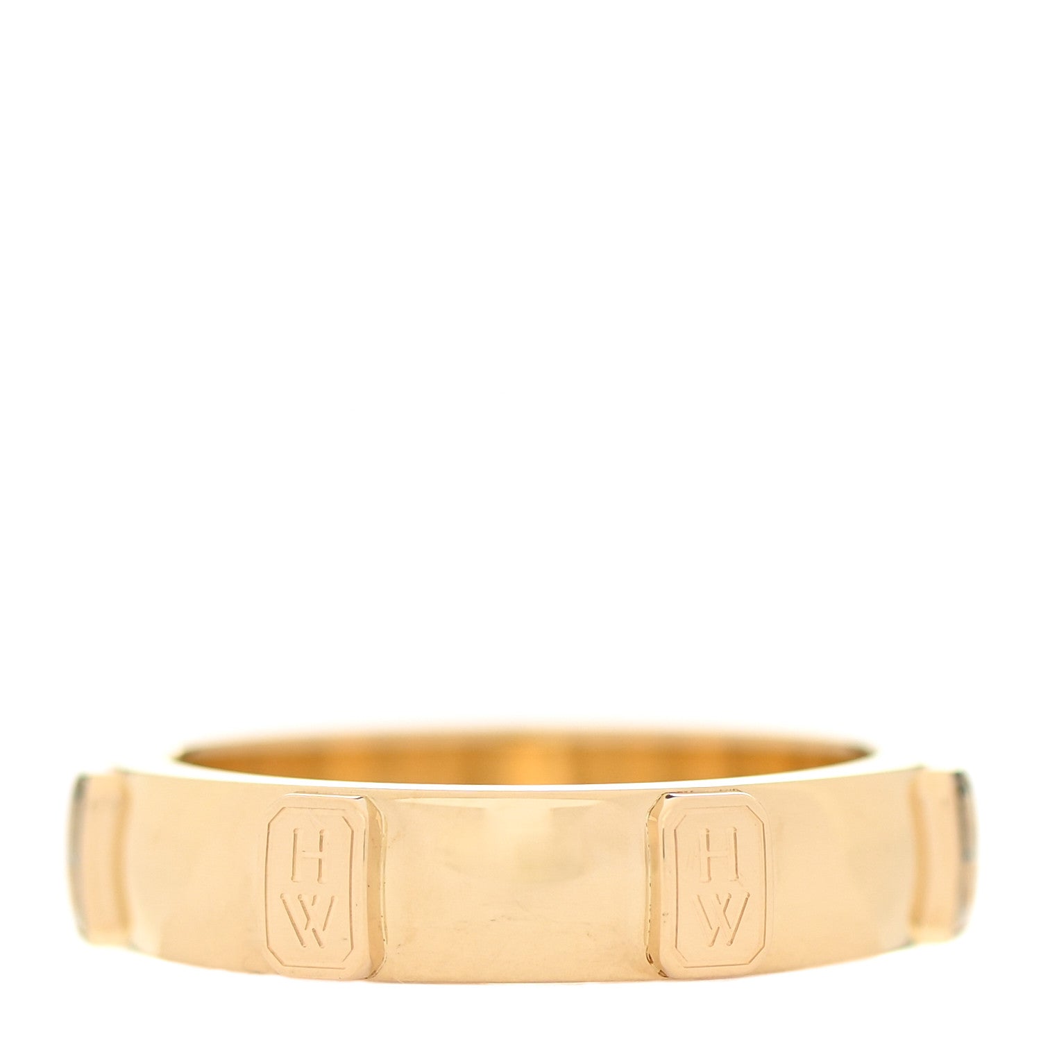 Harry Winston 18K Yellow Gold Diamond HW Logo Single Diamond Band Ring 53 6.25 3 of 7