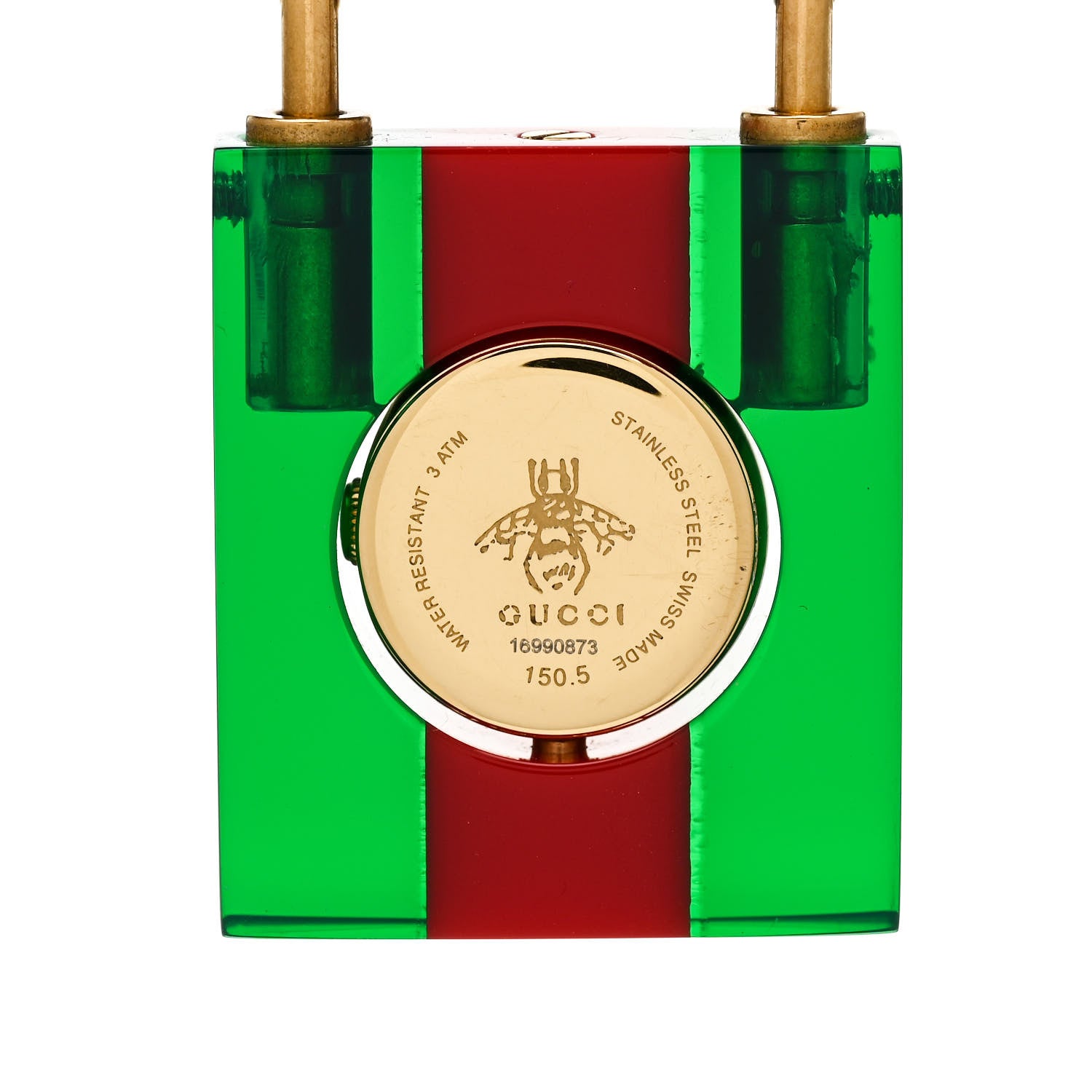 Gucci Stainless Steel Plexiglass Calfskin Mother of Pearl 30mm Twirl Lock Quartz Watch 3 of 5