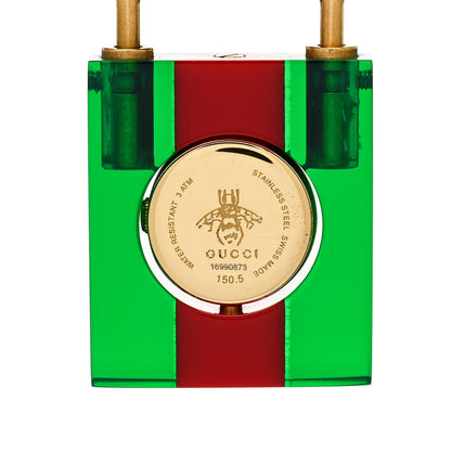 Gucci Stainless Steel Plexiglass Calfskin Mother of Pearl 30mm Twirl Lock Quartz Watch 3 of 5