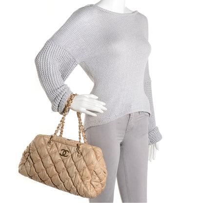 Chanel Lambskin Bubble Quilt Bowler Beige 2 of 10