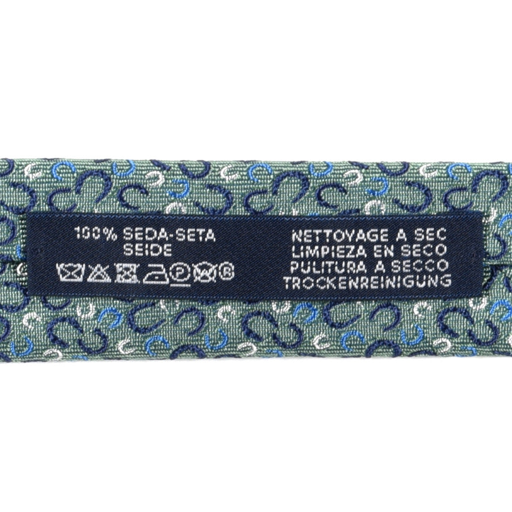 Hermes Silk 7 Galop En Vrac Mens Neck Tie Vert Amande Marine Azur 6 of 7