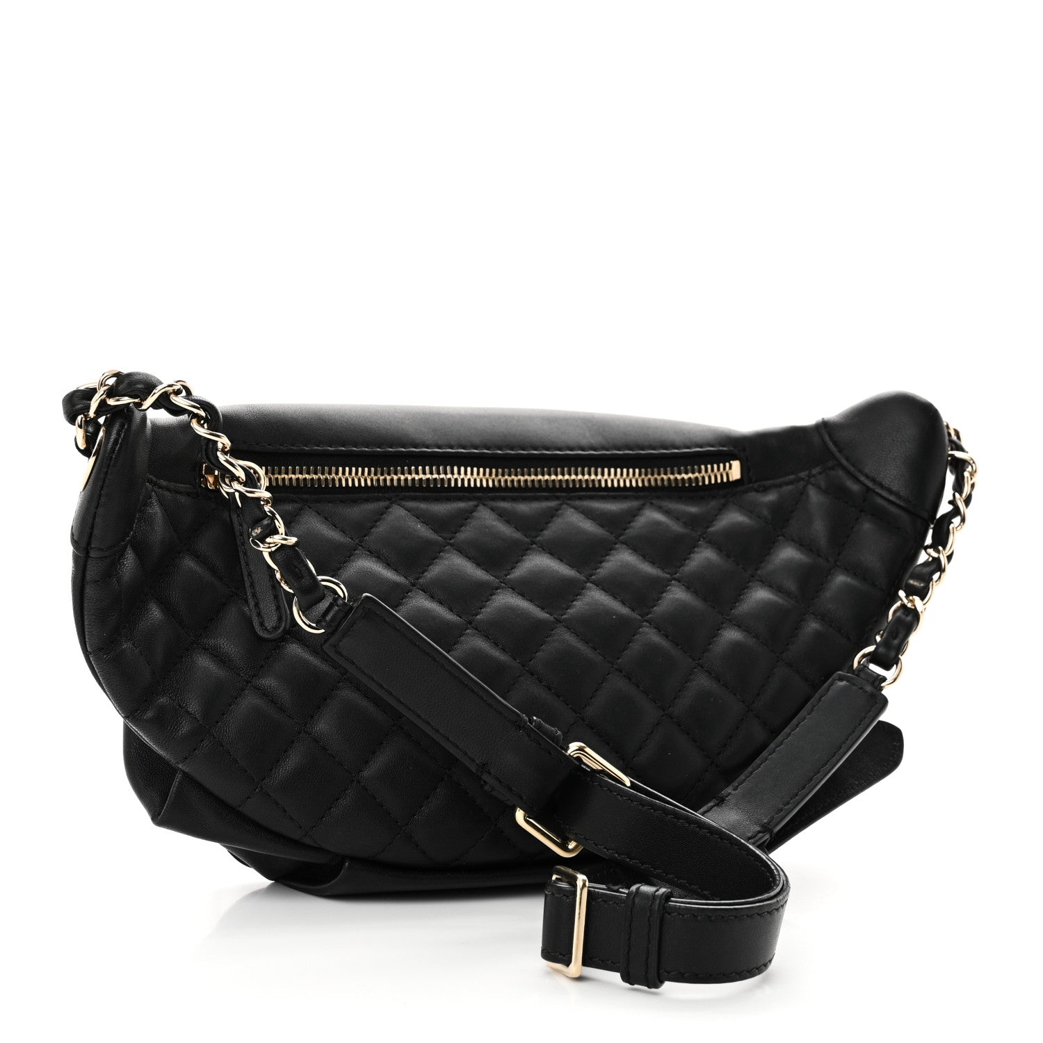Chanel Lambskin Quilted Waist Bag Fanny Pack Black 3 of 10