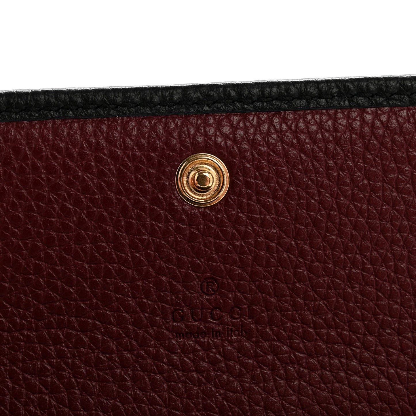 Pebbled Calfskin Bi-Color GG Marmont Card Case Black Rosso Ancora