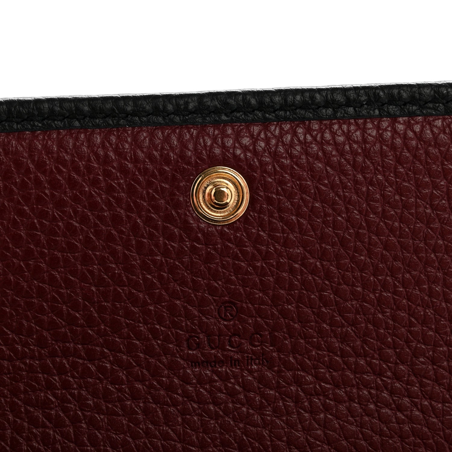 Gucci Pebbled Calfskin Bi-Color GG Marmont Card Case Black Rosso Ancora 6 of 10