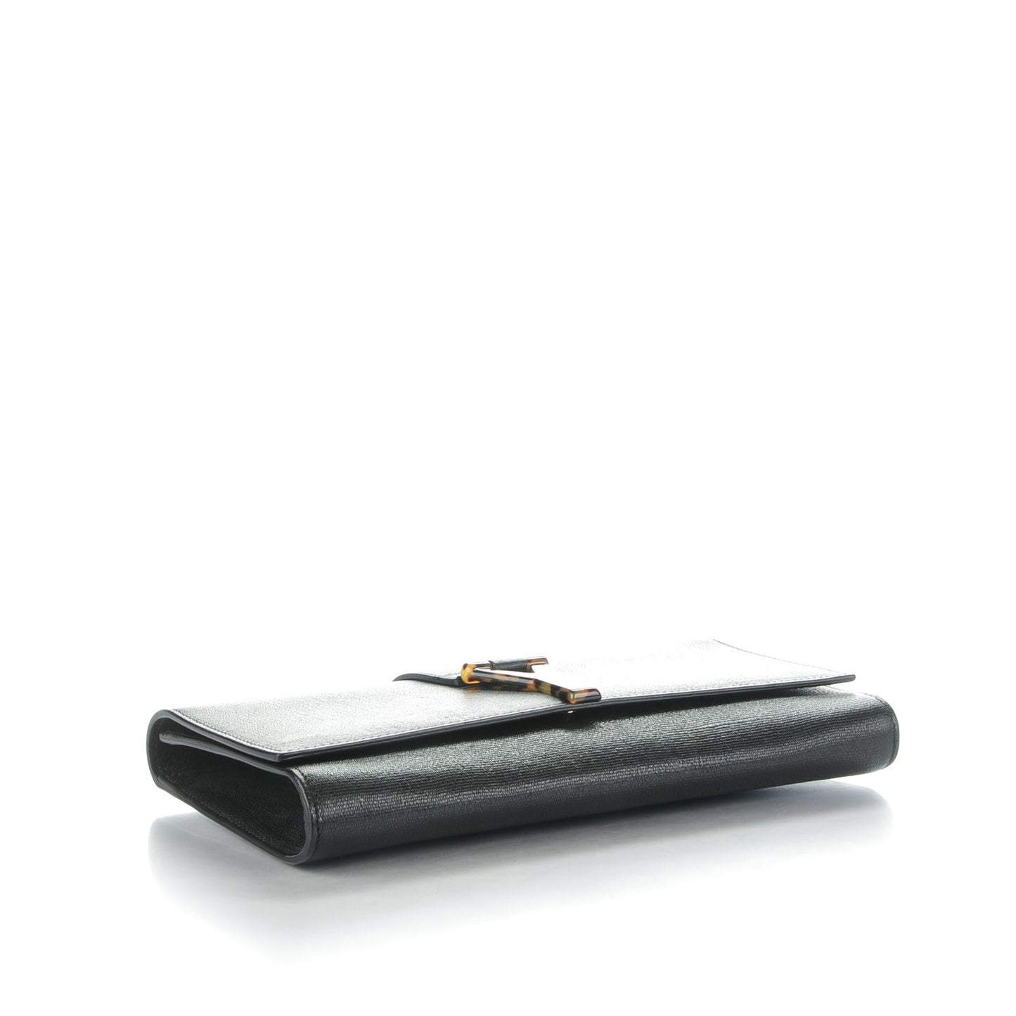 Textured Calfskin Classic Tortoise Y Ligne Clutch Black