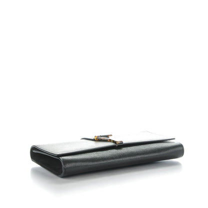 Saint Laurent Textured Calfskin Classic Tortoise Y Ligne Clutch Black 4 of 9