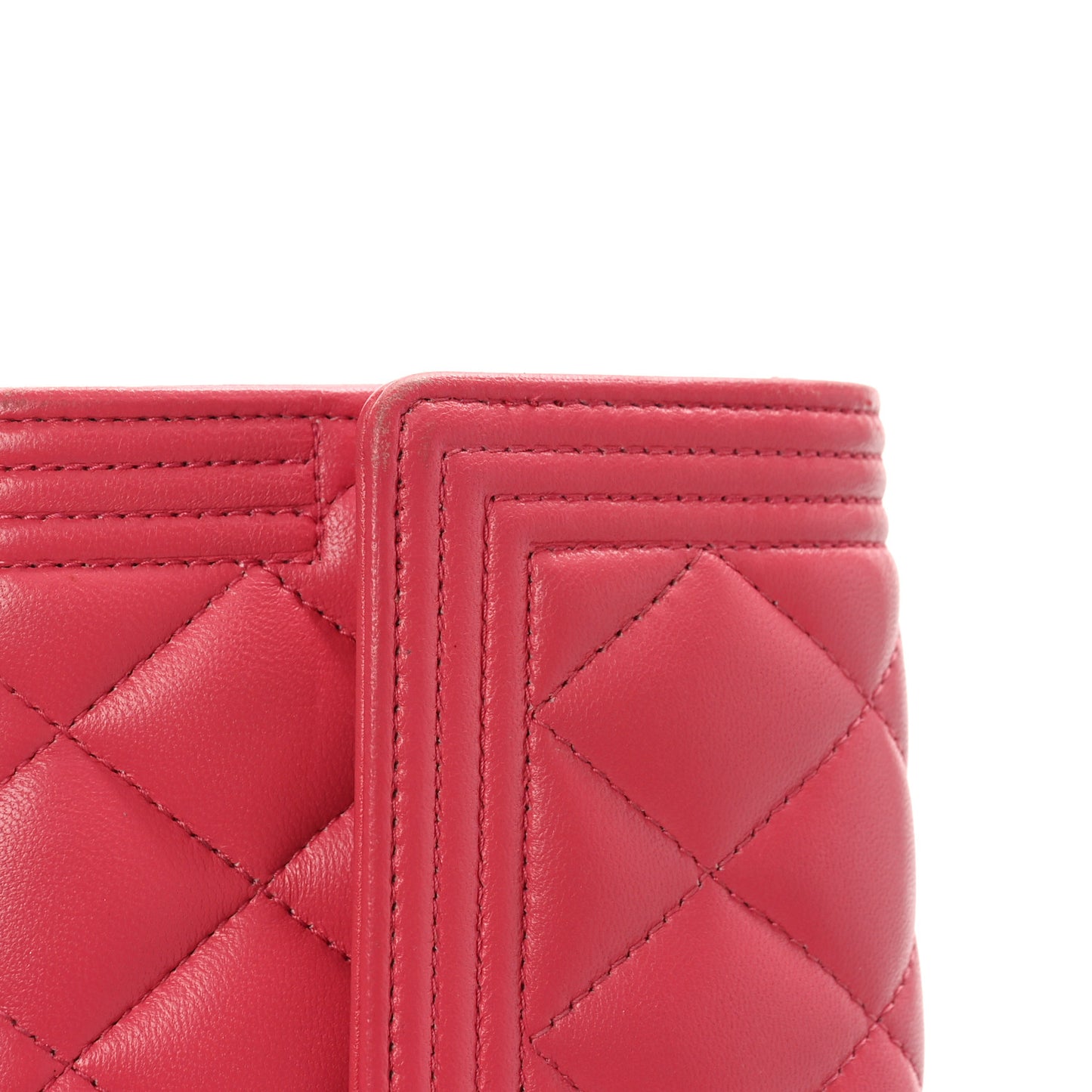 Lambskin Quilted Large Boy Gusset Flap Wallet Pink