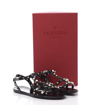 Valentino Garavani PVC Jelly Rockstud Caged Sandals 37 Black 8 of 8