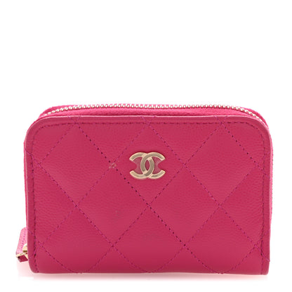 Chanel Caviar Quilted Zip Coin Purse Fuchsia 1 of 8