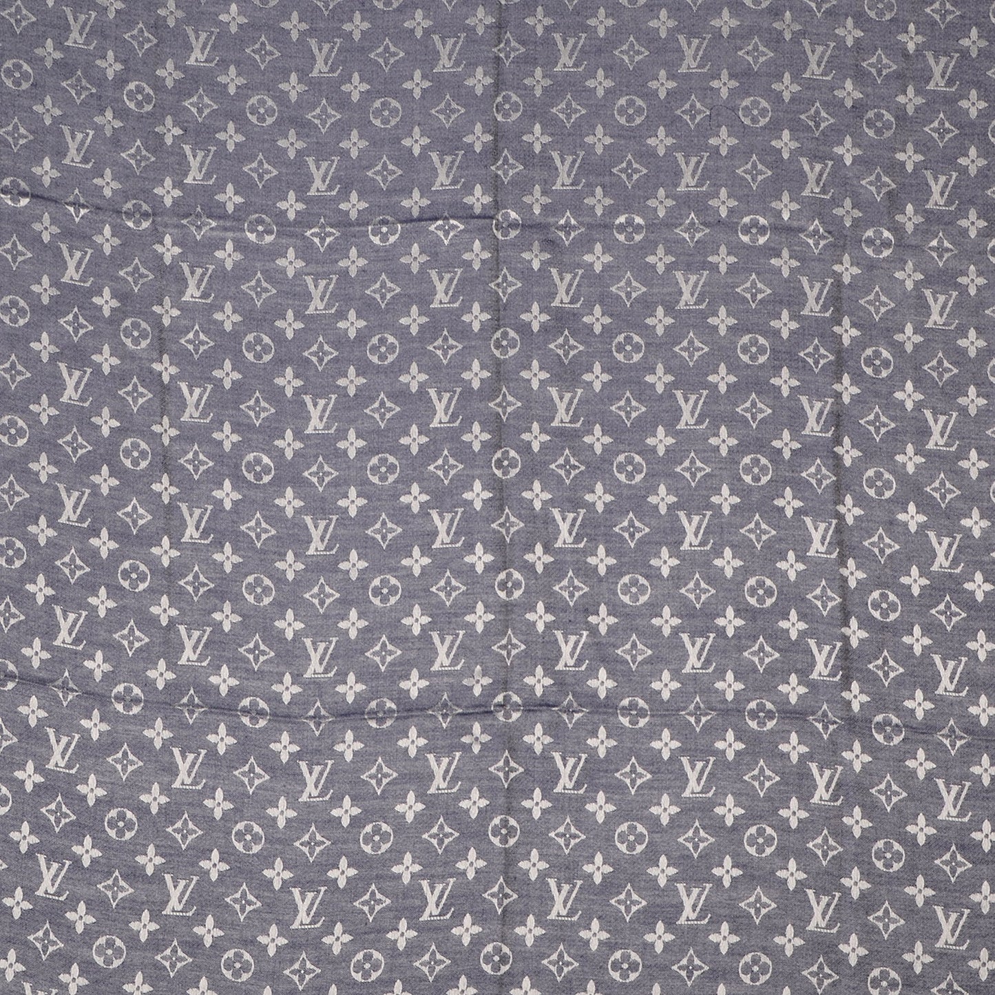 Silk Wool Monogram Denim Shawl Blue