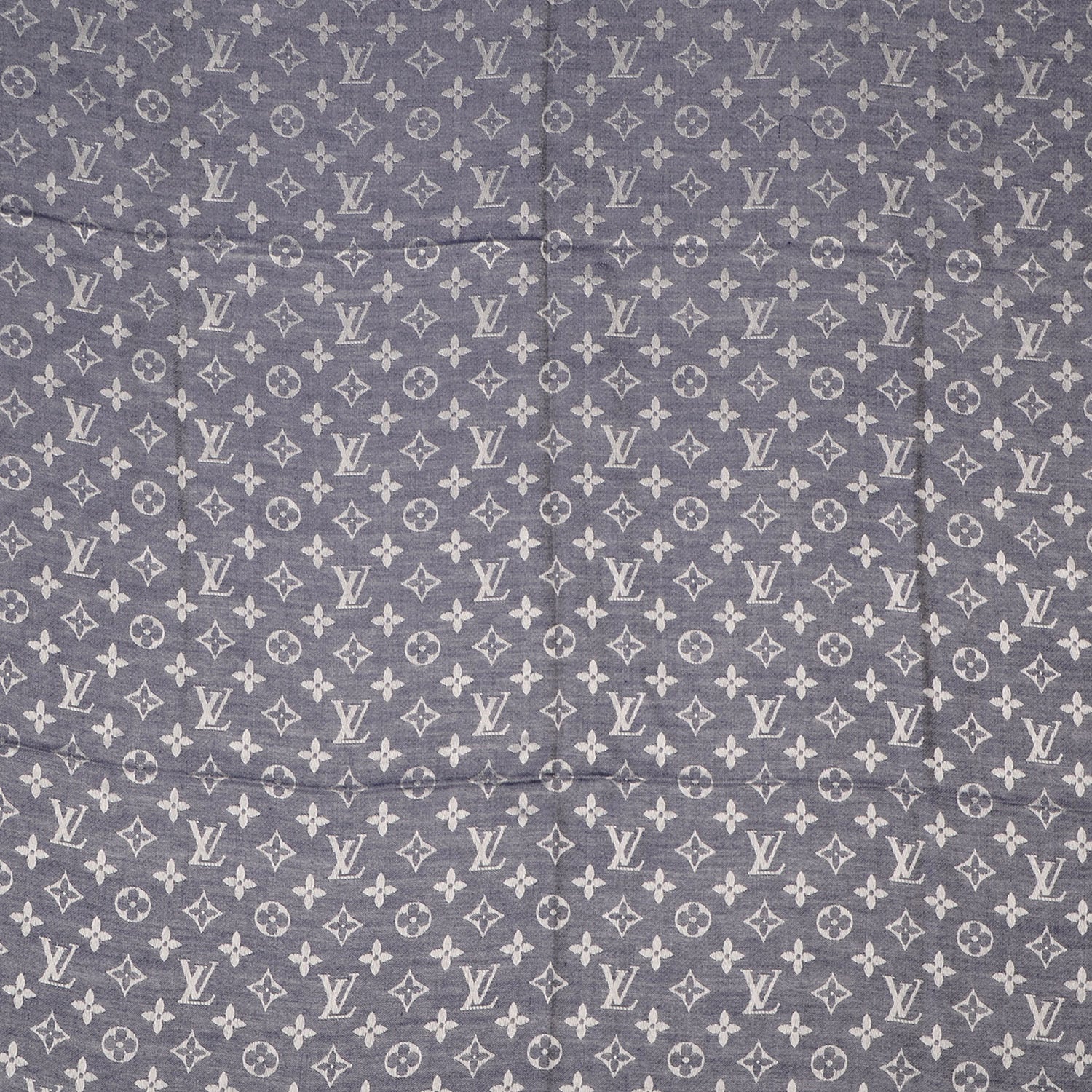 Louis Vuitton Silk Wool Monogram Denim Shawl Blue 1 of 5