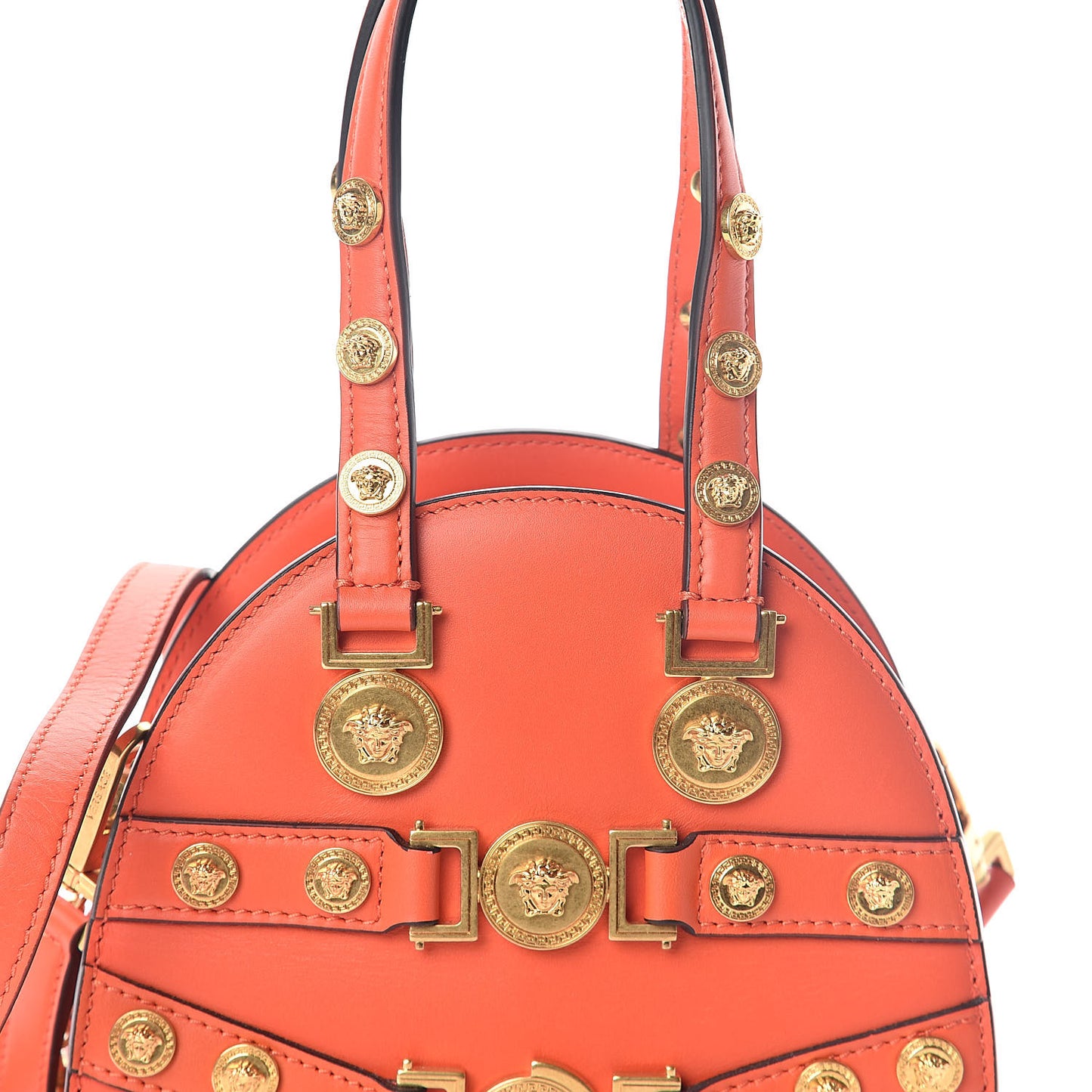 Calfskin Small Medallion Tribute Bowling Bag Orange