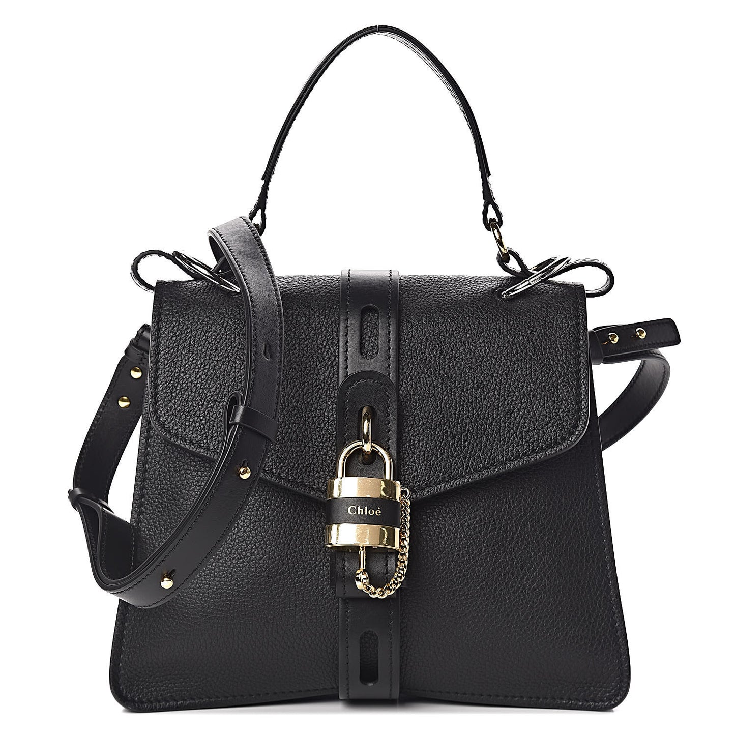 Grained Calfskin Medium Aby Day Shoulder Bag Black
