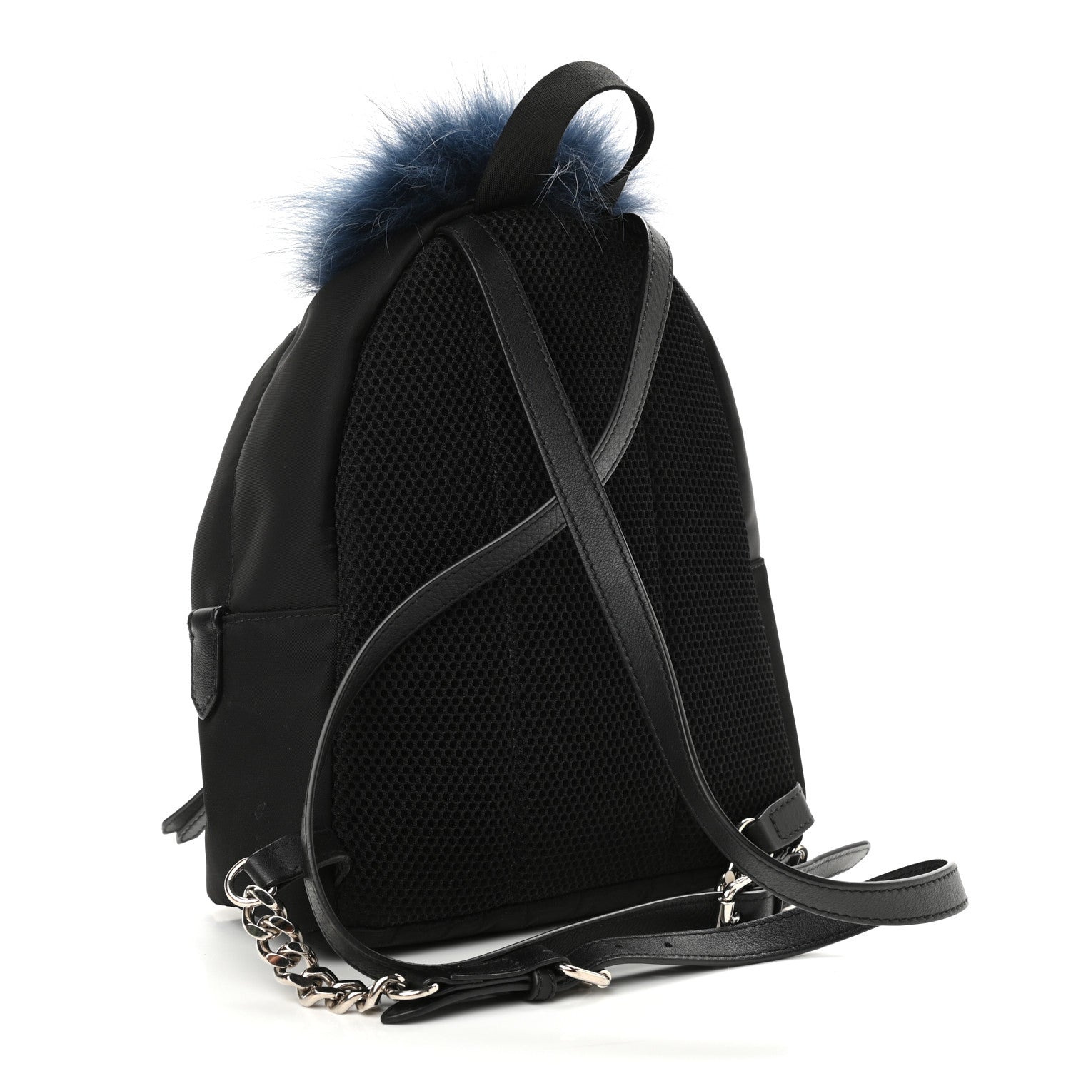 Fendi Nylon Vitello Fox Goat Fur Monster Eyes Mini Backpack Black Multicolor Sky 3 of 10