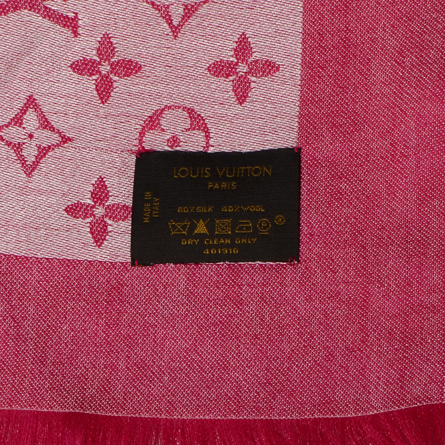 Silk Wool Monogram Denim Shawl Pivoine