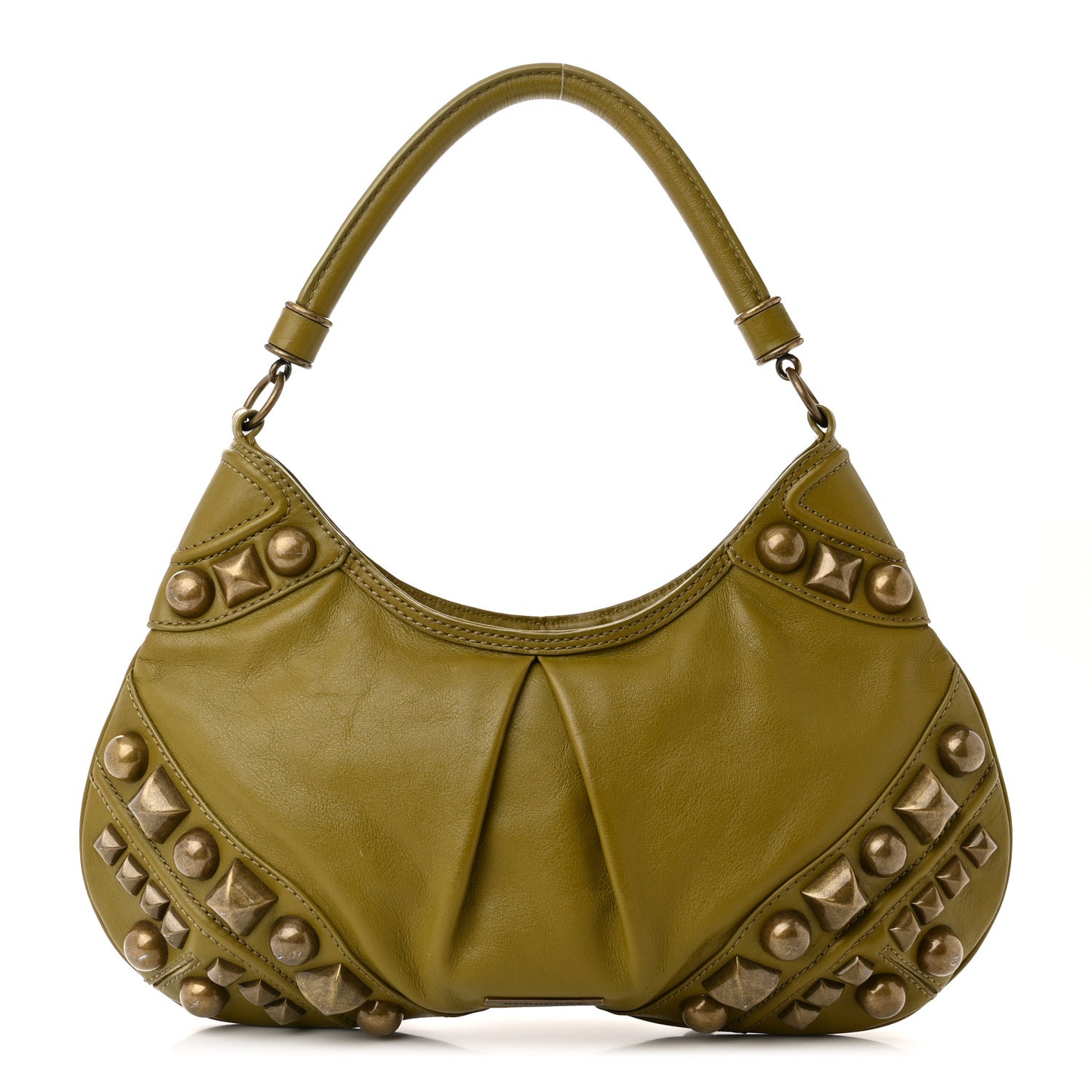 Calfskin Studded Alverton Hobo Green