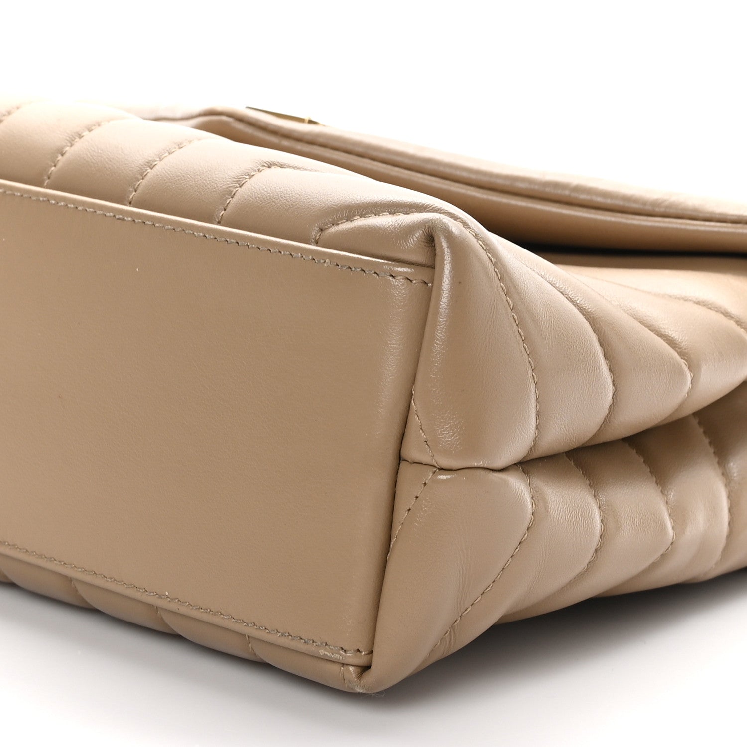 Saint Laurent Calfskin Y Quilted Monogram Small Loulou Chain Satchel Dark Beige 11 of 11