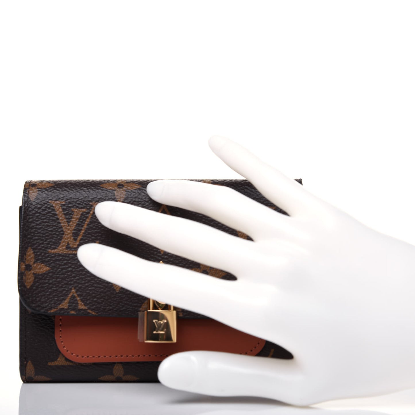 Monogram Flower Lock Compact Wallet Caramel