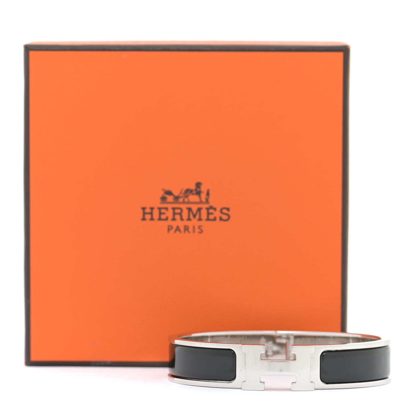 Enamel Narrow Clic Clac H Bracelet PM Black