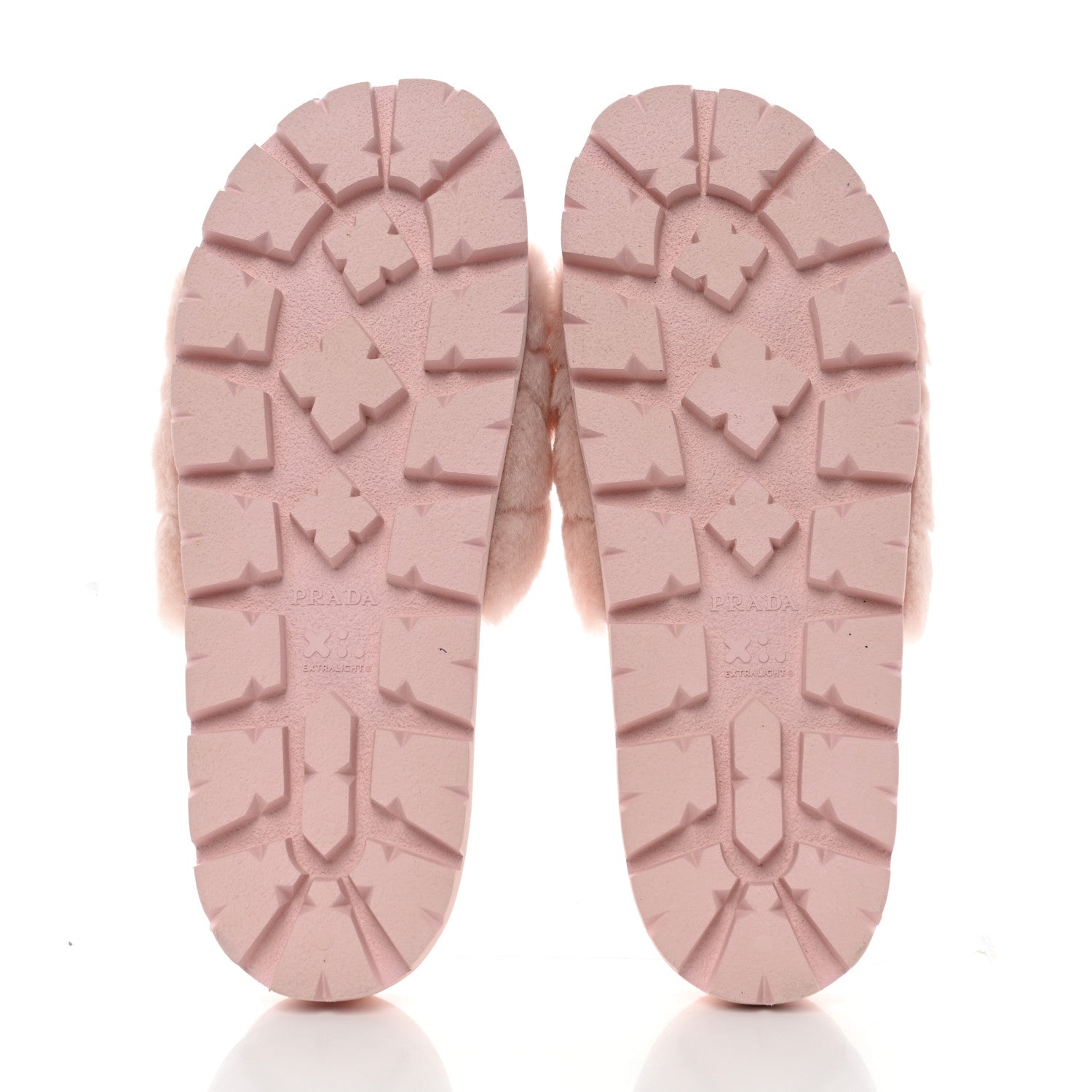 Prada Shearling Metal Triangle Logo Lug Sole 20mm Slide Sandals 41 Orchidea 5 of 11