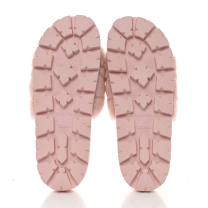 Prada Shearling Metal Triangle Logo Lug Sole 20mm Slide Sandals 41 Orchidea 5 of 11