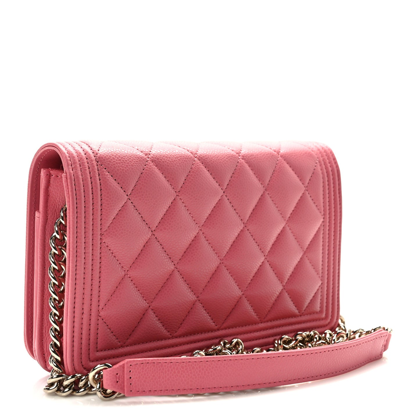 Caviar Quilted Boy Wallet On Chain WOC Pink