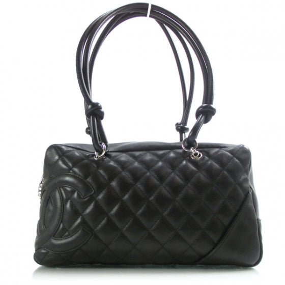 Calfskin Quilted Large Cambon Bowler Black