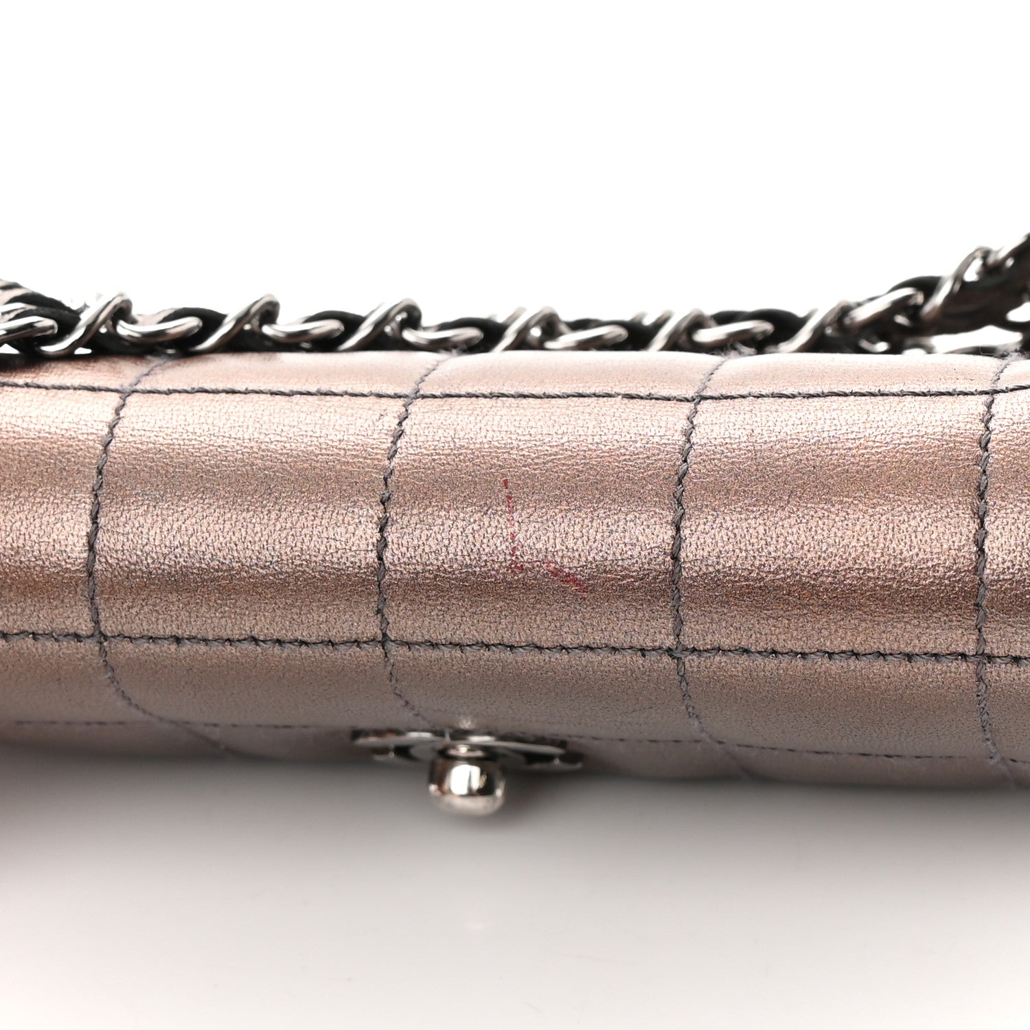 Chanel Metallic Lambskin Quilted Chocolate Bar 3 Chain Flap Bronze 15 of 16