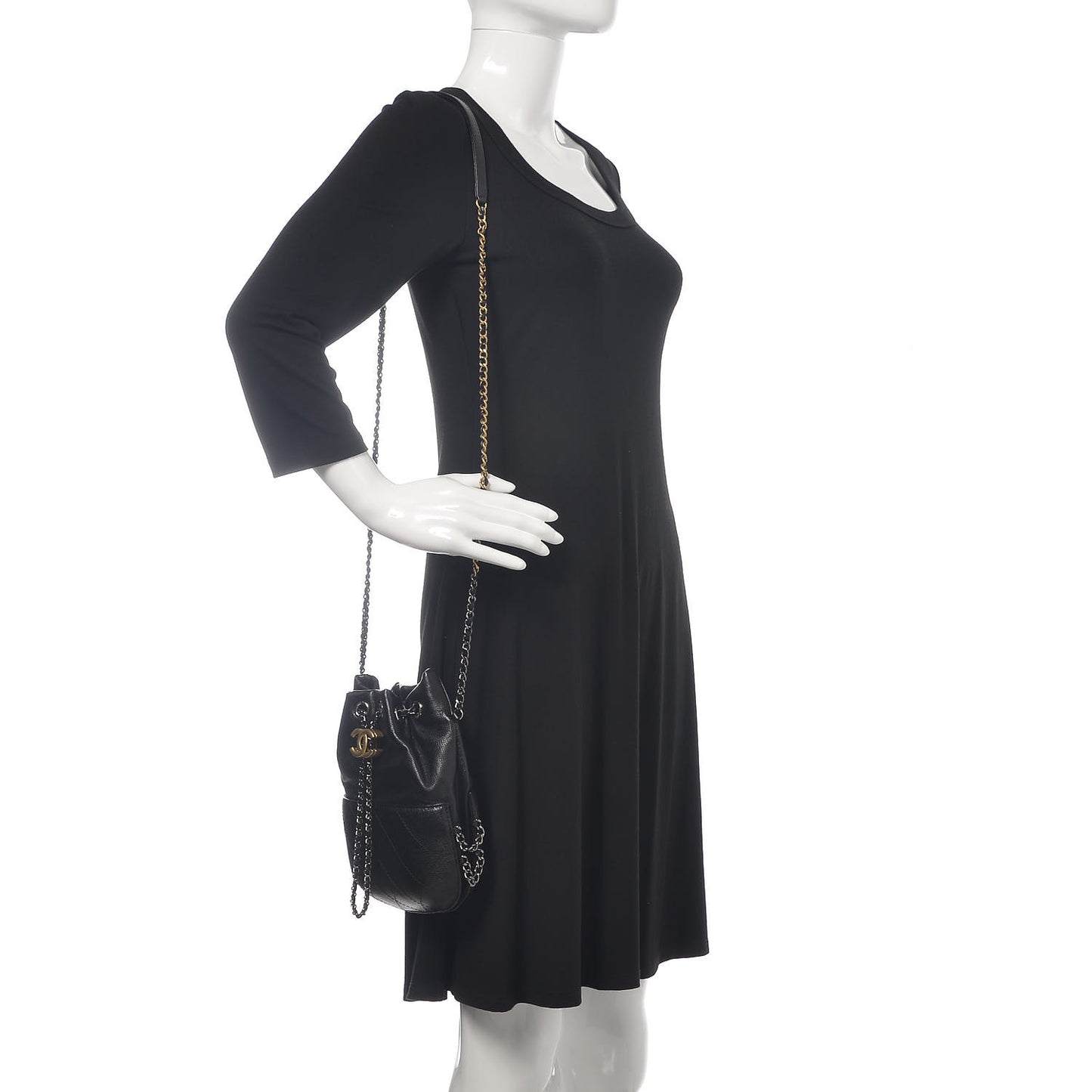 Calfskin Quilted Small Gabrielle Bucket Black
